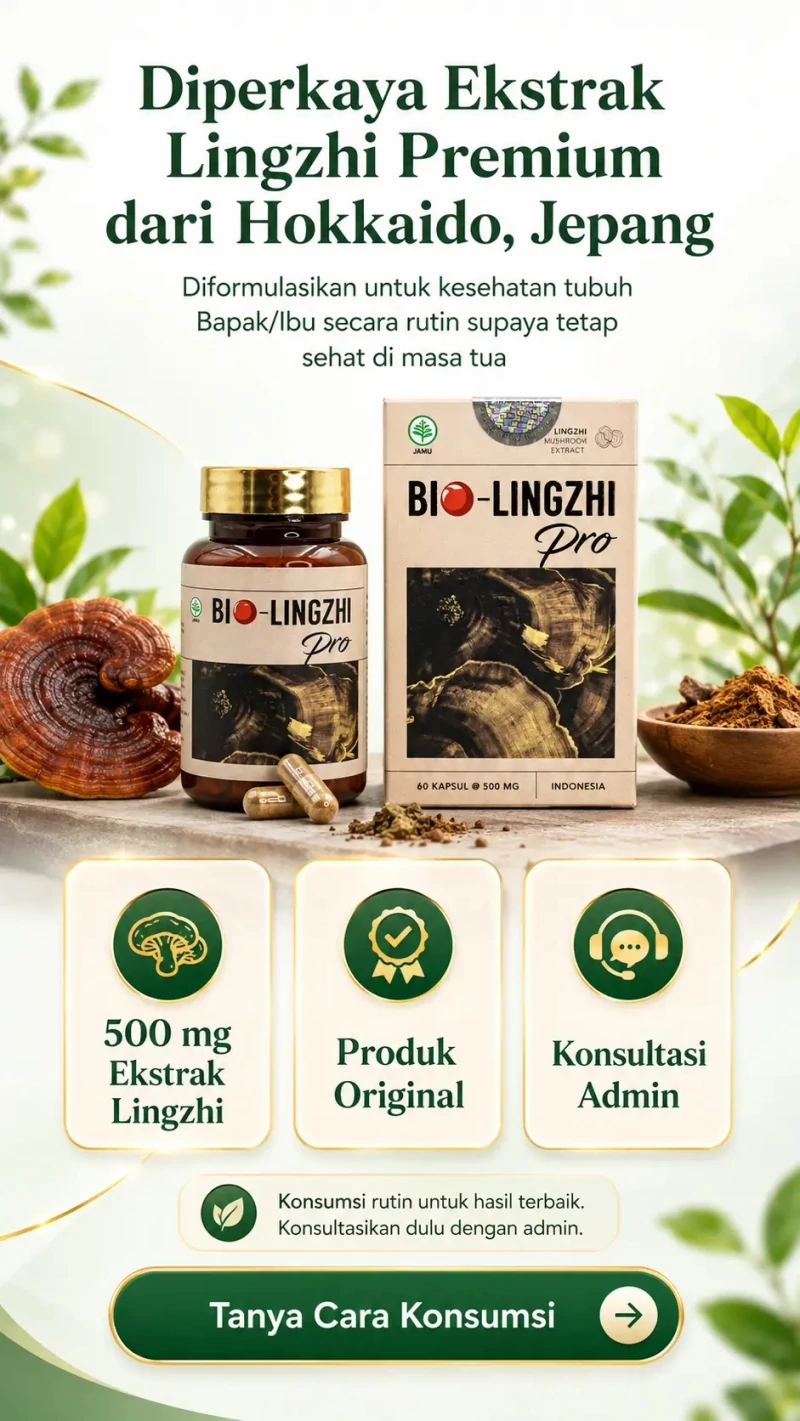 Diperkaya ekstrak Lingzhi premium dari Hokkaido, Jepang. 500 mg ekstrak Lingzhi per kapsul, produk original, dan tersedia konsultasi dengan admin.